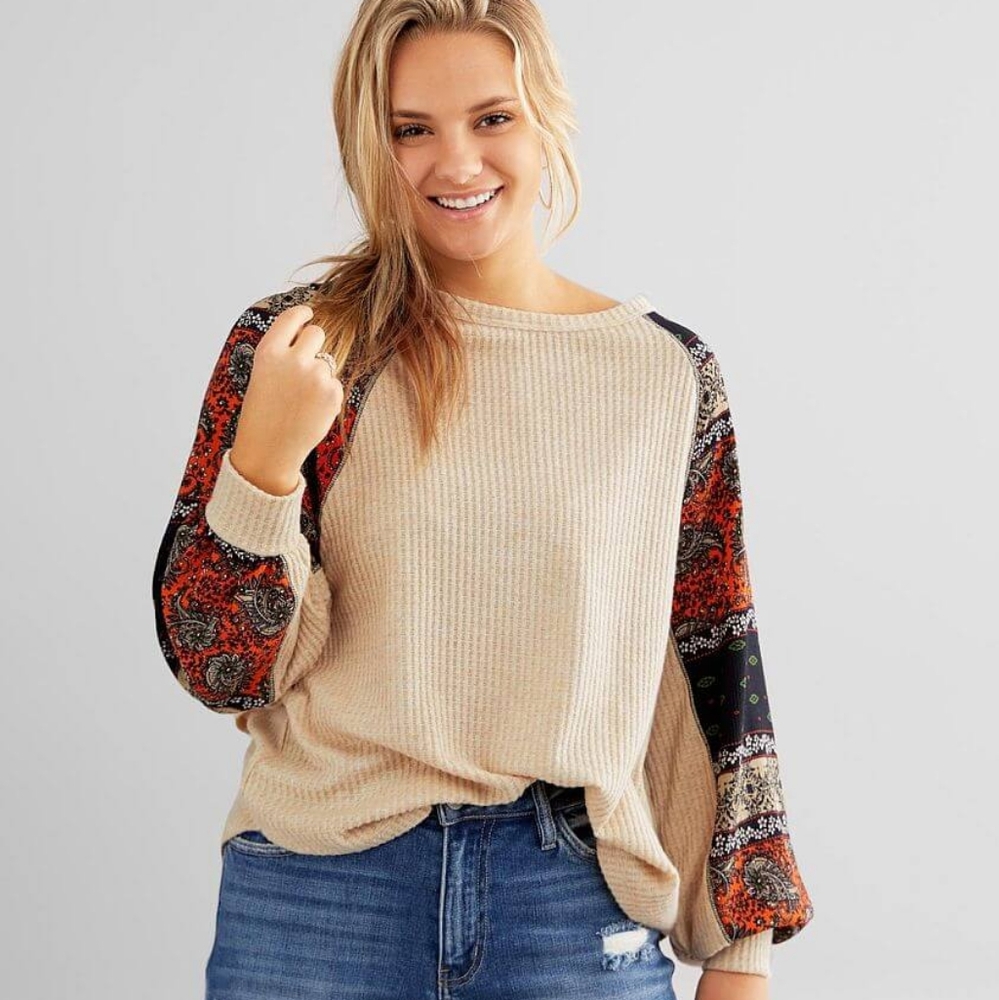 Buckle Daytrip Waffle Knit Twisted V-Back Top